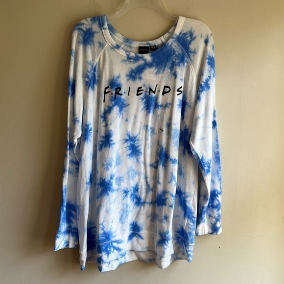 French Terry FRIENDS graphic tee blue white 14/16 - Picture 6 of 15